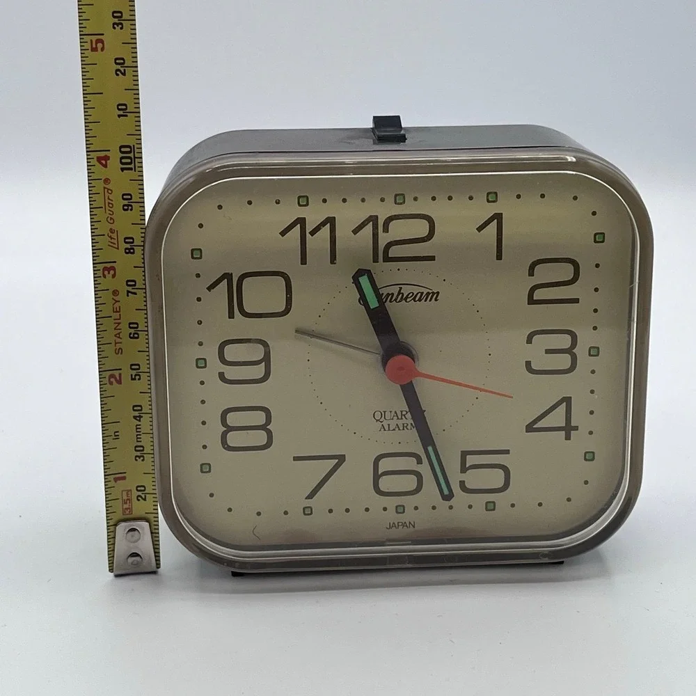 Vintage Sunbeam Quartz Alarm Clock SCC 883-28 Japan Brown Retro Tested Works‎
